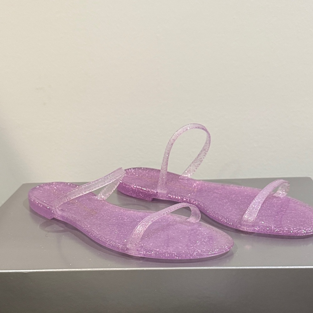 Stuart Weitzman Purple Glitter Sandals